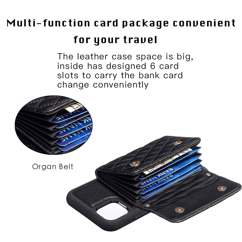 BF21 For iPhone 11 6.1 inch Phone Case PU Leather TPU Kickstand Card Holder Cover with Shoulder Strap BF21 For iPhone 11 6.1 inch Phone Case PU Leather TPU Kickstand Card Holder Cover with Shoulder Strap